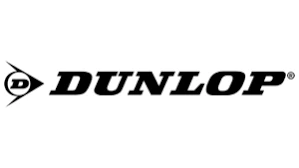 The image displays the Dunlop logo, featuring the company name in bold black capital letters with the letter "D" inside a triangle to the left.