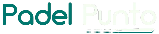 Text logo reading "Padel Punto" in a green and white palette, with a stylized representation of a padel court integrated into the design.